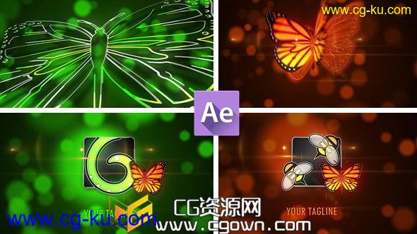 多彩光效蝴蝶标志演绎 Videohive Butterfly Logo Reveal AE模板的图片1