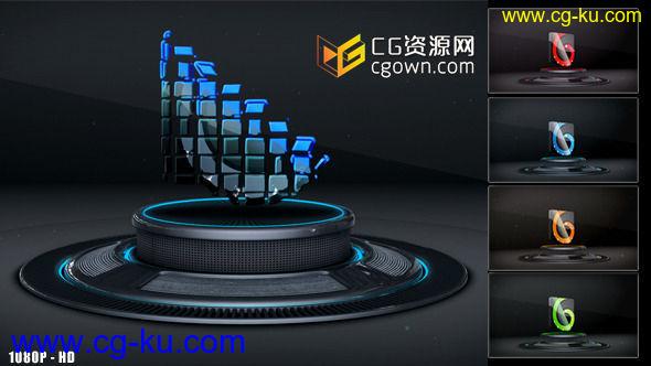 舞台上霓虹灯三维标志形成动画 Videohive 3D Logo on Stage AE模板的图片1