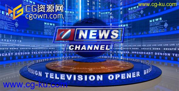 电视新闻片头 广播设计 Videohive Broadcast Design – Tv News Open AE模板的图片1