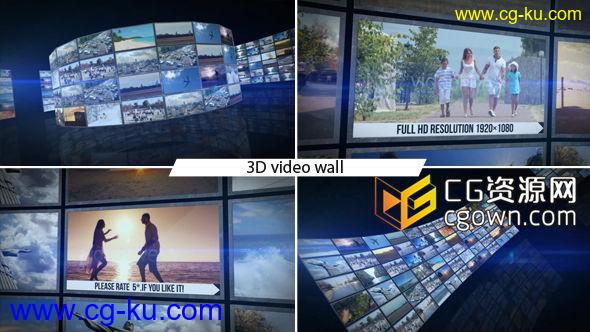 企业产品展示视频墙多屏幕 Videohive 3D Video Wall AE模板的图片1