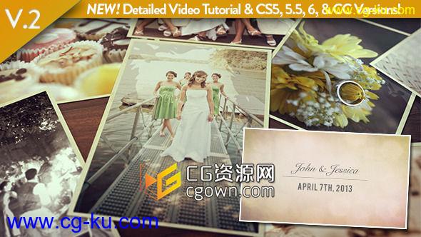 周年纪念 婚礼照片视频 美丽专辑相册 Videohive Wedding Photos Slideshow V2 AE模板的图片1