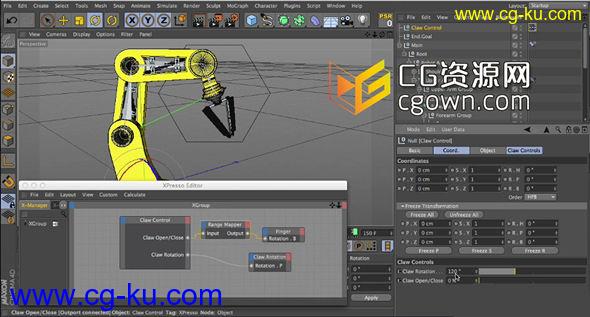 c4d机械手臂骨骼绑定动画教程 Mograph Techniques Rigging a Robot Arm in CINEMA 4D的图片1