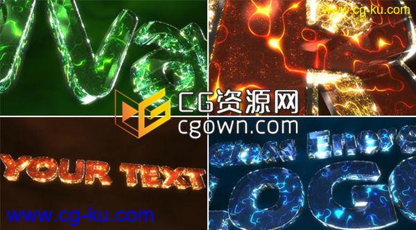 AE模板 流动光线霓虹灯标志演绎片头 Videohive Glass Energy Logo的图片1