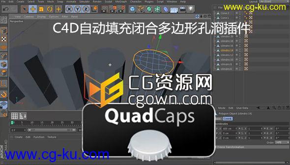 C4D自动填充闭合多边形孔浻插件 C4DZone Quad Caps 1.0 Cinema 4D的图片1