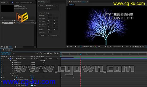 AE 平面树木生长动画脚本 FDG Tree v1.7.1的图片1