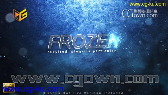 AE模板 冻结霜粒子飞电影史诗标志片头或标题宣传 Videohive Frozen Reveal的图片1