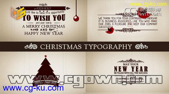 AE模板 圣诞节问候复古风格的排版祝贺卡 Christmas Typography 3585478的图片1