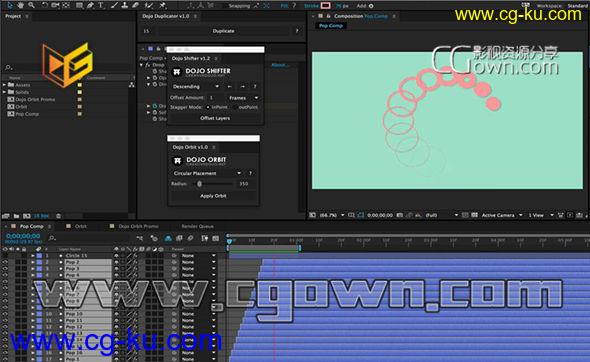 AE脚本 多种图形运动集成强大表达式 CreativeDojo Dojo Orbit Script v1.1 带使用教程的图片1