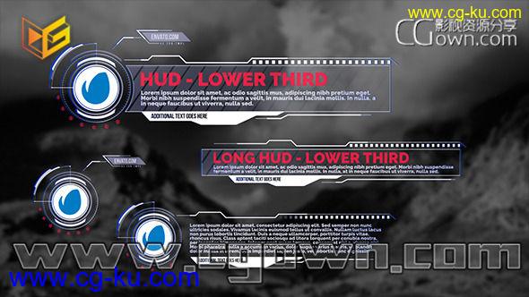 AE模板 15种HUD元素高科技全息图数字化字幕导条 体育频道包装的图片1