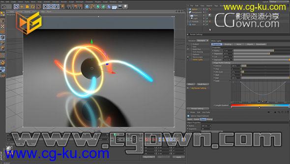 C4D插件中英双语汉化版 Tools4D White Lights 2.50 样条线流光灯光效果带教程的图片1