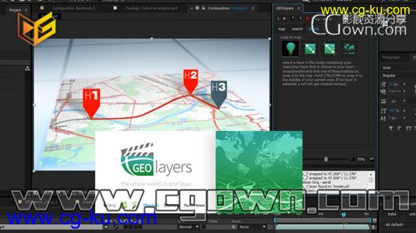 AE脚本 GEOlayers v1.076 高分辨率卫星世界地图定位地球缩放动画 带视频教程的图片1