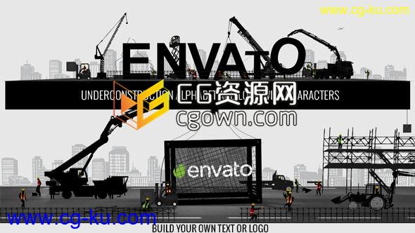 AE模板 建筑工业公司片头 建筑工人起重机创意构造字母标志动画视频的图片1