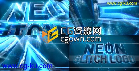 AE模板 E3D工程三维故障霓虹灯标志光线粒子标志LOGO开场片头动画的图片1