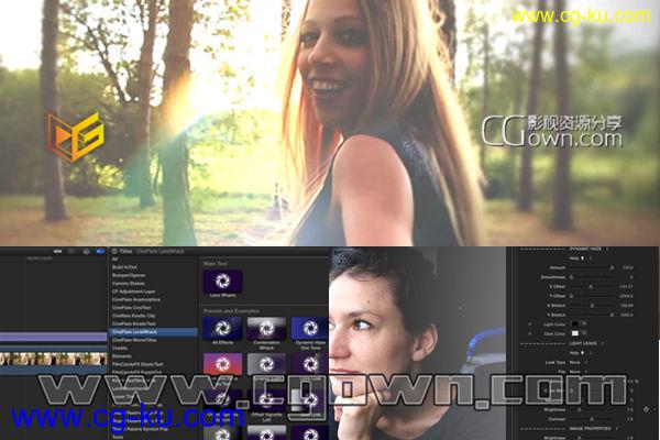 FCPX插件 CineFlare Lens Whack 带40种镜头光晕炫光特效效果预设的图片1