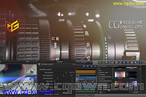 FCPX插件 Cineflare Transmorphic 带60种唯美大气精品炫光光晕转场效果预设的图片1