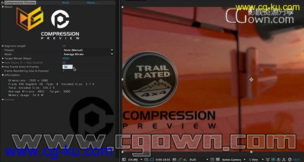 AE插件 Compression Preview v1.0 工程质量预览插件的图片1