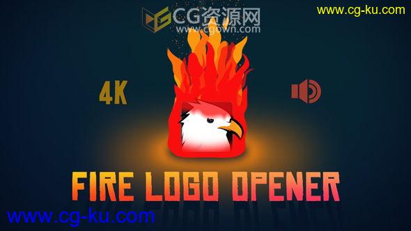 4K分辨率AE模板 卡通二维火焰MG动画演绎标志LOGO片头 免费下载的图片1