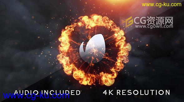 4K分辨率标志片头AE模板 爆炸火焰粒子LOGO标题演绎动画 免费下载的图片1