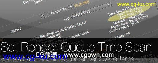 AE 设置渲染队列时间跨度脚本 Set Render Queue Time Span v1.0汉化的图片2