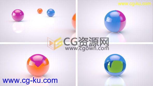 3D彩色小球滚动演绎标志动画AE模板 LOGO片头效果 免费下载的图片1