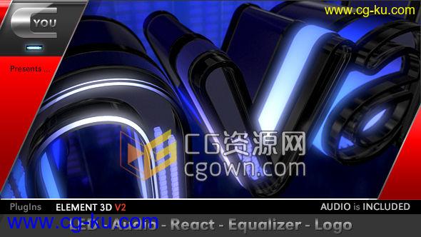 E3D制作三维霓虹灯标题标志AE模板  LED音乐节奏均衡器LOGO动画 免费下载的图片1