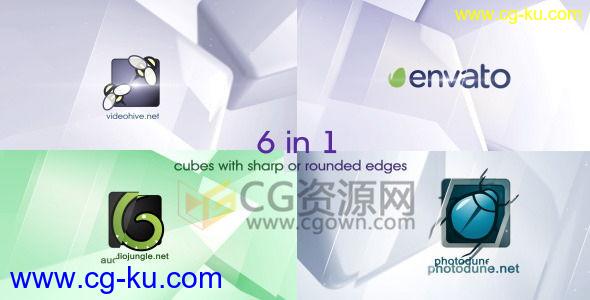 6组不同标志演绎公司LOGO片头AE模板 优雅三维方块折射效果 免费下载的图片1
