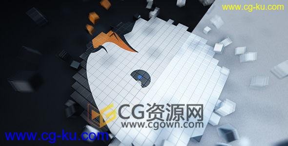 三维像素方块粒子汇聚标志片头LOGO演绎动画E3D工程 AE模板的图片1