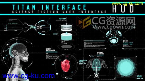 科幻高科技UI信息界面显示人体模块化HUD动画元素包 AE模板的图片1