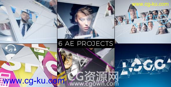 AE模板科技感三角形拼图片头企业蓝图时尚舞蹈商店宣传 免费下载的图片1