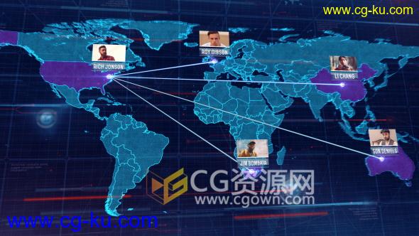 AE模板科技感世界地图全球连线动画电信网络技术宣传包装动画 免费下载的图片1