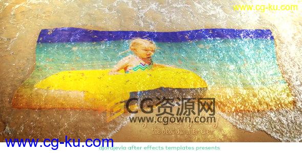 AE模板夏天海洋波浪沙滩展示图片动画旅游宣传视频 免费下载的图片1