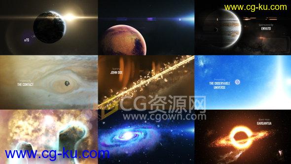 AE模板8K分辨率工程银河太阳系宇宙空间特效动画电影片头制作的图片1