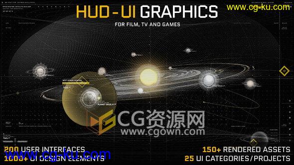 AE模板HUD全息图动画工程用于电影电视游戏军事地形UI图形元素的图片1