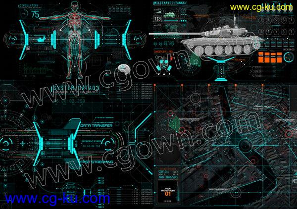 800组HUD动画元素AE模板用高科科幻电影游戏军情分析UI信息图像的图片1