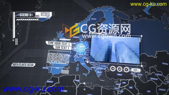 E3D制作全球科幻地图动画AE模板网络技术宣传视频的图片1