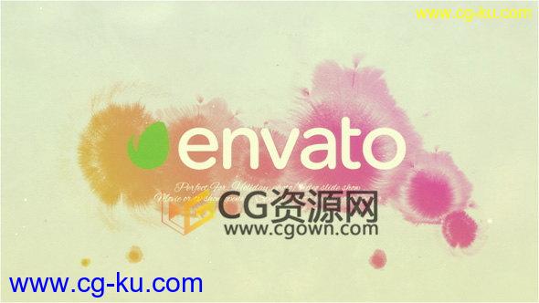中国风彩色水墨晕开遮罩动画AE模板展示图文宣传相册视频的图片1