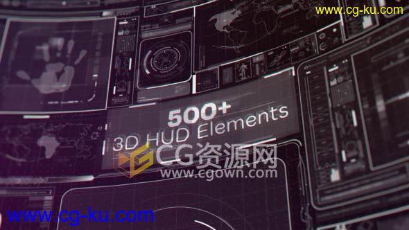 500多个3D高科技HUD动画元素包工程文件AE模板的图片1