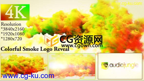 AE模板4K分辨率标志片头彩色烟雾粒子LOGO动画效果的图片1