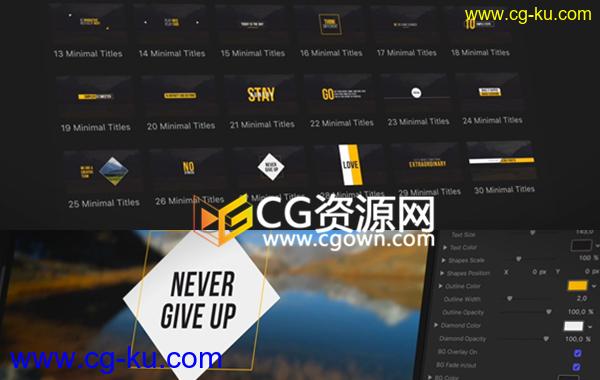 插件FCPX Minimal Titles 30组4K分辨率简洁文字标题字幕条动画的图片1