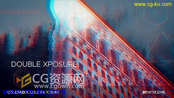 AE模板色彩分离双重曝光混合图片展示抽象艺术动画视频的图片1