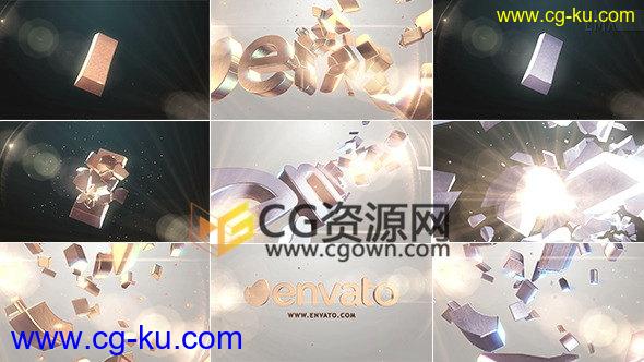 AE模板E3D制作三维金银色条碎块置换LOGO标志片头动画的图片1