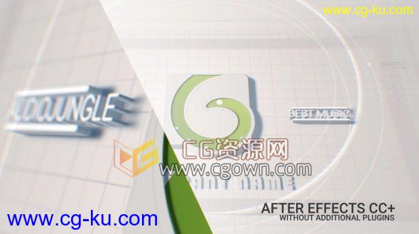 AE模板三维白模挤压明亮3D标志片头动画工程文件的图片1