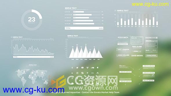 AE模板大量数字信息图表公司演示文稿数据分析视频动画的图片1