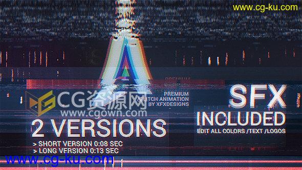 AE模板毛刺特效信号错误损坏效果标志LOGO数字失真动画的图片1