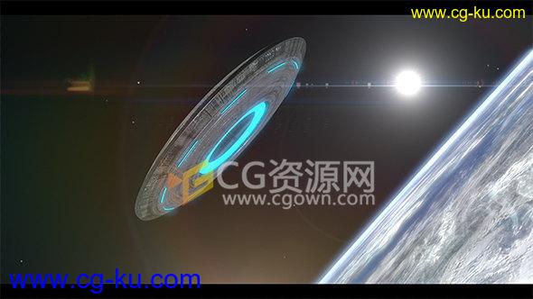 三维UFO宇宙飞船太空地球外星演绎LOGO动画片头AE模板的图片1