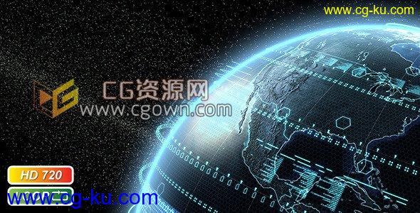 旋转数字3D科幻地球循环动画背景视频素材下载的图片1