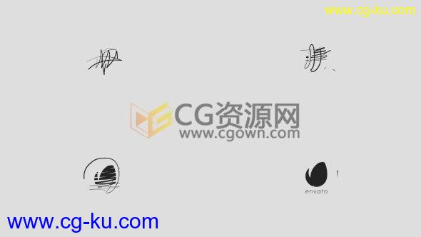 手绘签名式描写动画演绎LOGO图形动画工程AE模板的图片1