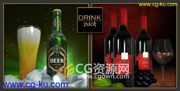 E3D制作葡萄红酒啤酒饮料瓶子产品广告视频工程AE模板下载的图片1