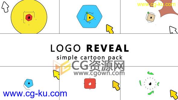6组卡通漫画风格图形动画揭示LOGO片头效果AE模板下载的图片1