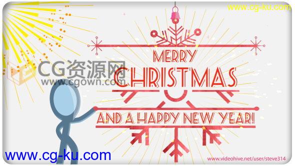 火柴人卡通圣诞节宣传片头祝福节日快乐视频制作-AE模板下载的图片1